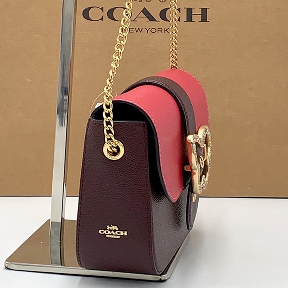 COACH Womens Gemma Crossbody In Colorblock Leather Color: Strawberry Haze/Cranb - Picture 6 of 16